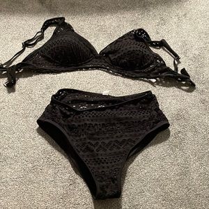 High waist black bikini